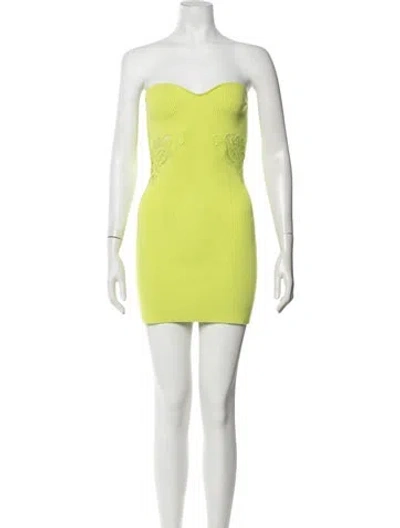 Pre-owned Self-portrait Strapless Mini Dress In Green