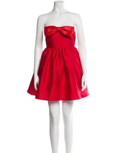 Pre-owned Self-portrait Strapless Mini Dress In Red