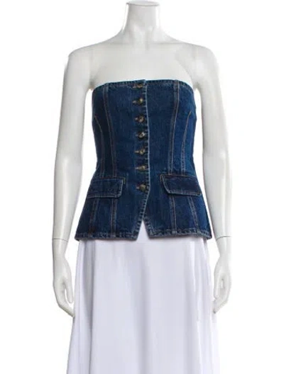 Pre-owned Self-portrait Strapless Top In Blue