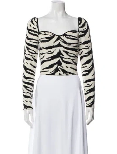 Pre-owned Self-portrait Striped Bateau Neckline Sweater In White