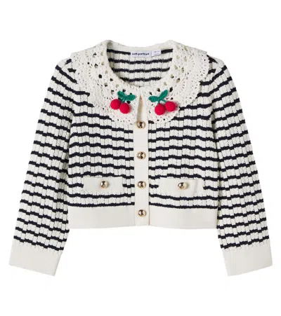 Self-portrait Striped Cardigan In White