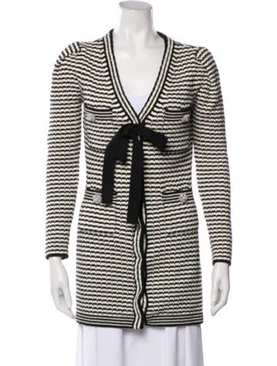 Pre-owned Self-portrait Striped Coat In Neutral