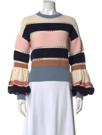 Pre-owned Self-portrait Striped Crew Neck Sweater