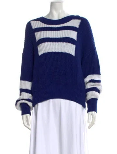 Pre-owned Self-portrait Striped Crew Neck Sweater In Blue