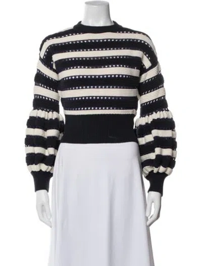 Pre-owned Self-portrait Striped Crew Neck Sweater In Blue