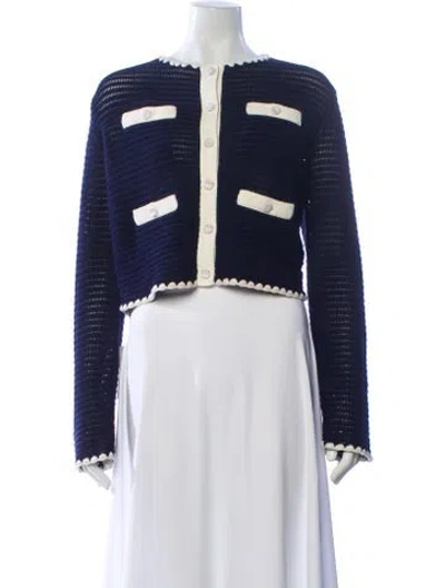 Pre-owned Self-portrait Striped Crew Neck Sweater W/ Tags In Blue