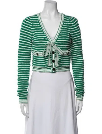 Pre-owned Self-portrait Striped Jacket In Green