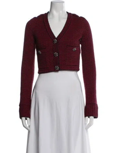 Pre-owned Self-portrait Striped Jacket In Red