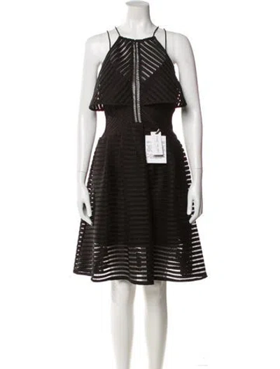 Pre-owned Self-portrait Striped Knee-length Dress W/ Tags In Brown