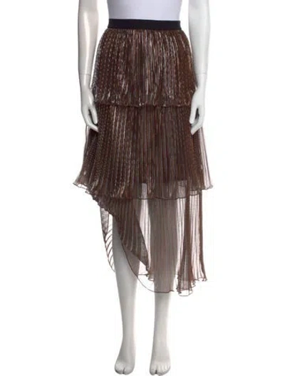 Pre-owned Self-portrait Striped Midi Length Skirt In Neutral