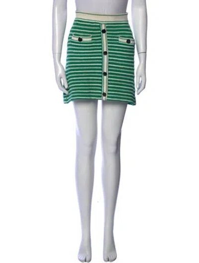 Pre-owned Self-portrait Striped Mini Skirt In Green