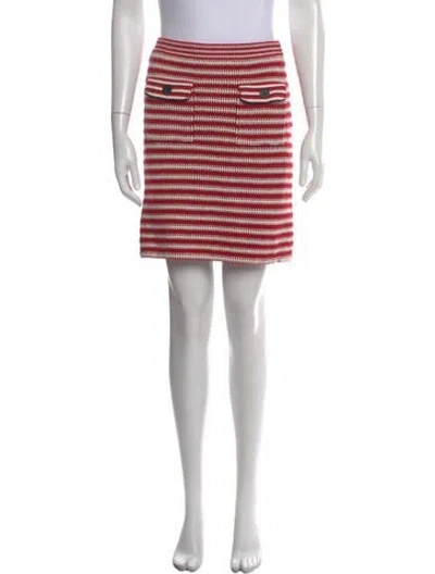 Pre-owned Self-portrait Striped Mini Skirt In Red