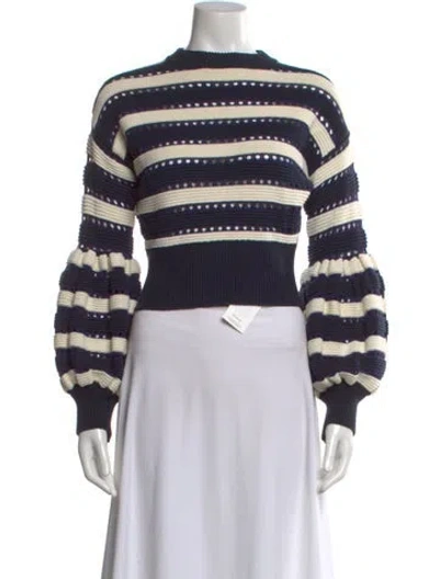 Pre-owned Self-portrait Striped Mock Neck Sweater In Multi