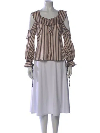 Pre-owned Self-portrait Striped Square Neckline Blouse In Multi