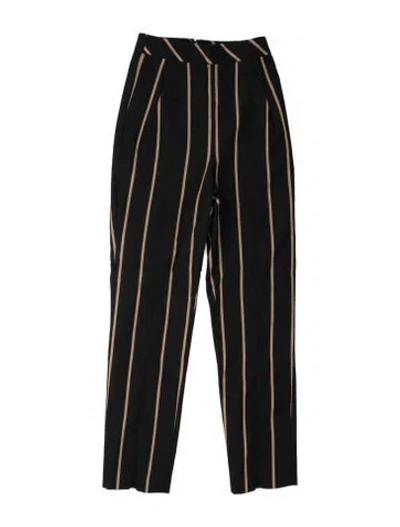 Pre-owned Self-portrait Striped Straight Leg Pants In Black