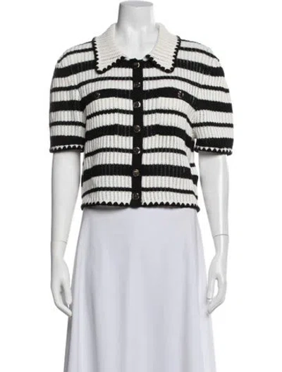 Pre-owned Self-portrait Striped Sweater In White