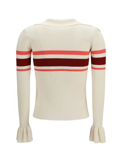 Self-portrait Striped Viscose Knit Sweater In Neutral