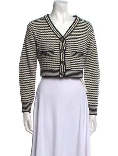 Pre-owned Self-portrait Striped V-neck Sweater In Multi