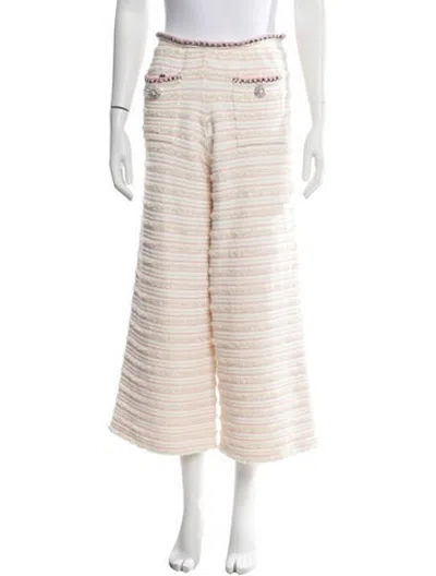 Pre-owned Self-portrait Striped Wide Leg Pants In Neutrals/pink