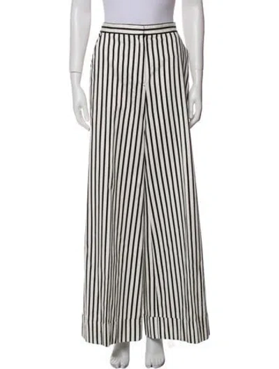 Pre-owned Self-portrait Striped Wide Leg Pants In White