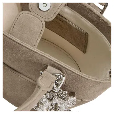 Pre-owned Self-portrait Suede Leather With Removable Pendant Shoulder Bag � Gray