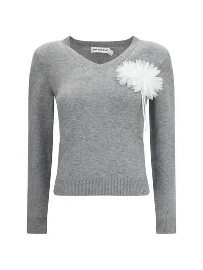 Self-portrait Sweater In Gray