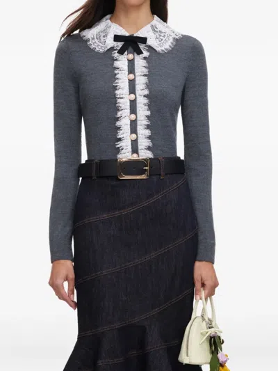 Self-portrait Sweater With Lace Collar In Multi