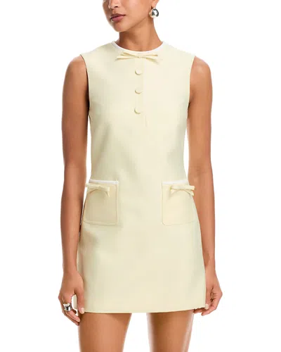 Self-portrait Bow-detailed Taffeta Mini Dress In Yellow