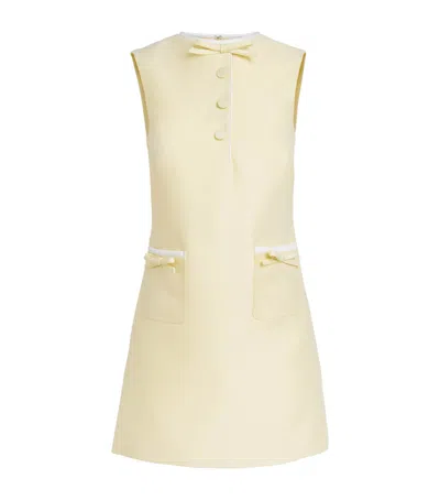 Self-portrait Bow-detailed Taffeta Mini Dress In Yellow