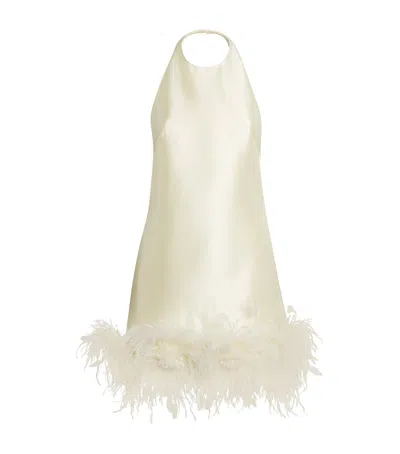 Self-portrait Feather-trim Mini Dress In White