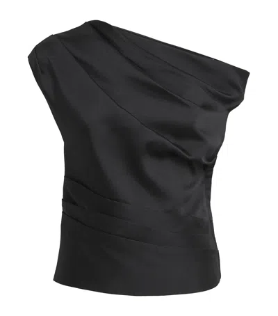 Self-portrait Taffeta Off-the-shoulder Blouse In Black