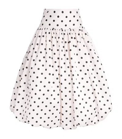 Self-portrait Womens Cream Polka-dot Bubble-hem Woven Midi Skirt In White