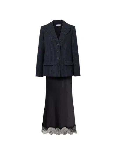 Self-portrait Tailored Blazer Satin Midi Dress In Animal Print