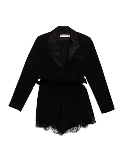 Pre-owned Self-portrait Tailored Crepe Playsuit Jumpsuit In Black