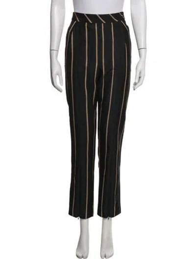Pre-owned Self-portrait Tailored Striped Trouser Straight Leg Pants In Black