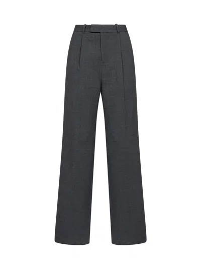 Self-portrait Gray Front Pleats Straight-leg Tailored Pants