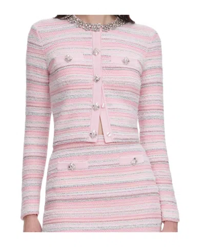 Self-portrait Textured Cardigan In Pink