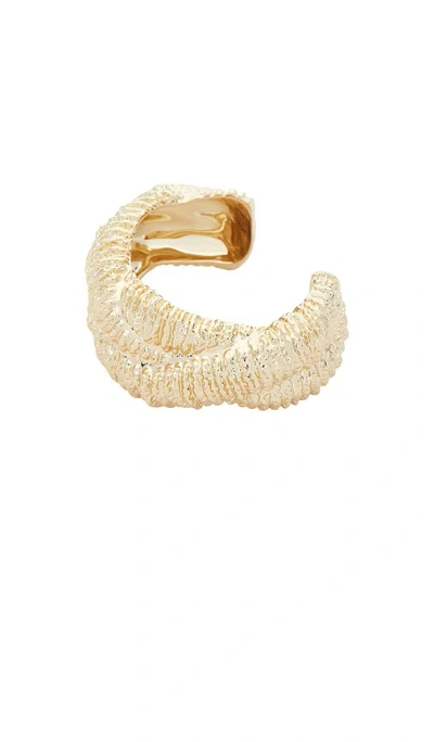 Self-portrait Textured Gold Twisted Cuff