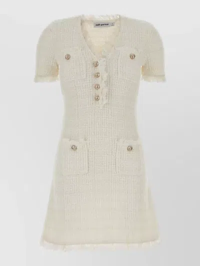 Self-portrait Self Portrait Cream Textured Knit Mini Dress In Neutral