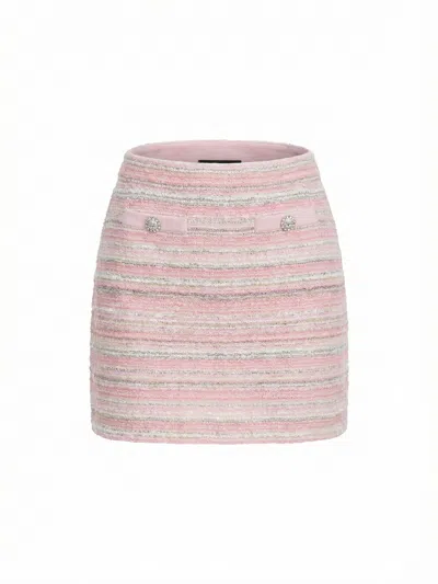 Self-portrait Textured Knit Mini Skirt In Pink