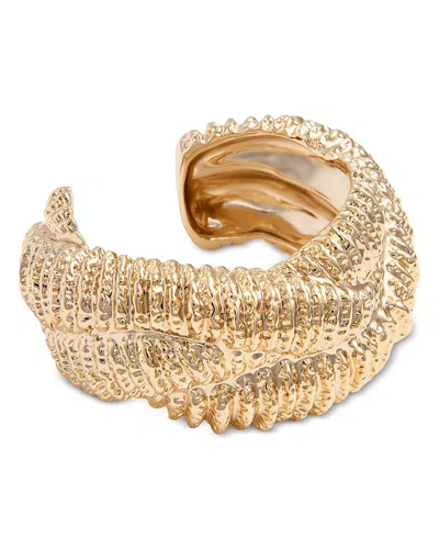 Self-portrait Earrings Textured Gold Twisted Cuff In Metallic In Pink