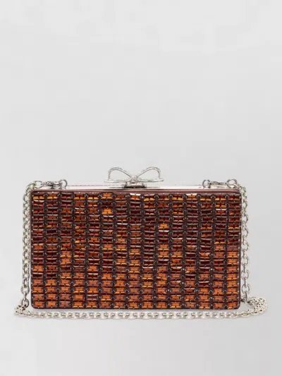 Self-portrait The Bow Satin Clutch Bag