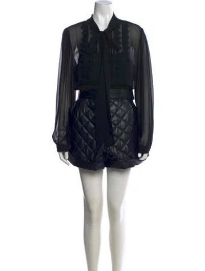 Pre-owned Self-portrait Tie Neck Jumpsuit In Black