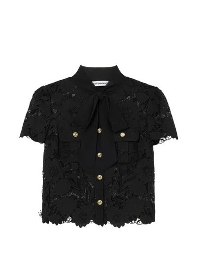 Self-portrait Guipure-lace Pussy-bow Blouse In Black