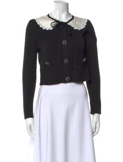 Pre-owned Self-portrait Tie Neck Sweater In Black