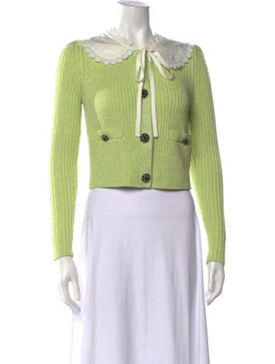 Pre-owned Self-portrait Tie Neck Sweater In Green