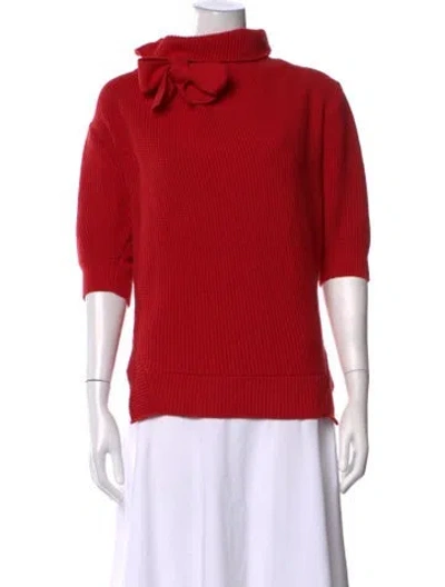 Pre-owned Self-portrait Tie Neck Sweater In Red