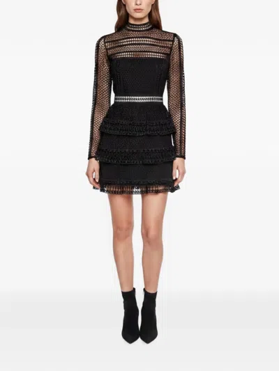 Pre-owned Self-portrait Tiered Mini Dress In Black