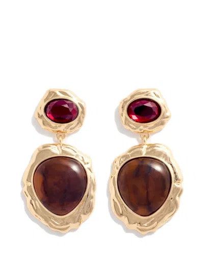 Self-portrait Tiered Resin Earrings In Gold