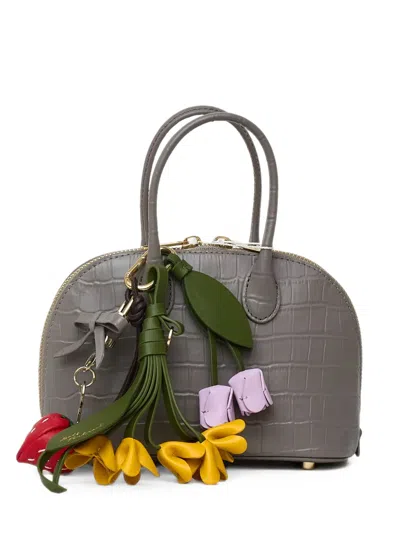 Self-portrait Toast Croc-effect Leather Clutch Bag In Gray